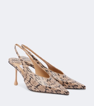 حذاء بامبس سلينغ باك من الجلد بتأثير جلد الثعبان Isa | Jimmy Choo