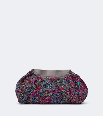 Small embellished leather-trimmed clutch | Dries Van Noten