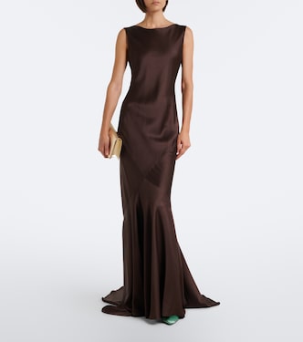 Open-back satin maxi dress