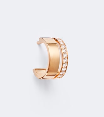 Berbere 18kt rose gold single hoop earring with diamonds | Repossi