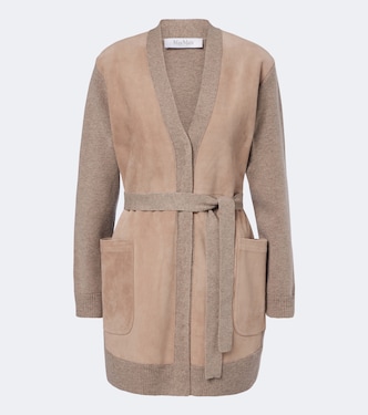 Suede-trimmed wool and cashmere cardigan | Max Mara