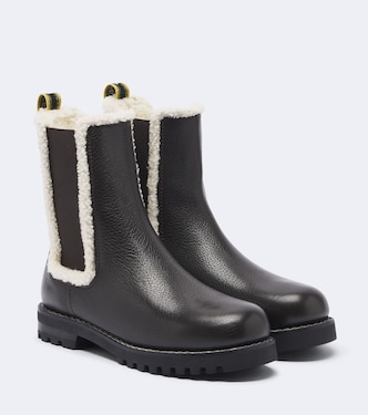 Shearling-trimmed leather Chelsea boots | Fendi