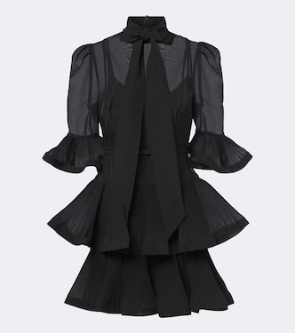 Pleated tie-neck minidress | Zimmermann