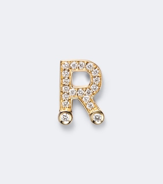 Einzelner Ohrring Initial Petite R aus 18kt Gelbgold mit Diamanten | Sophie Bille Brahe