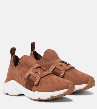 Leather-trimmed knit sneakers | Tod's
