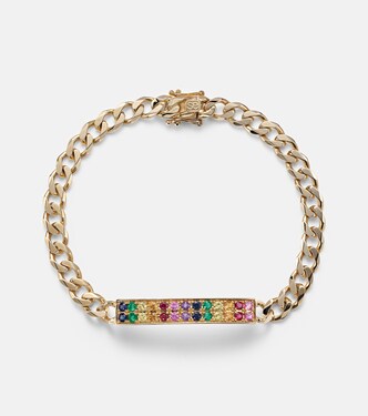 ID Bar 14kt gold chain bracelet with diamonds | Sydney Evan