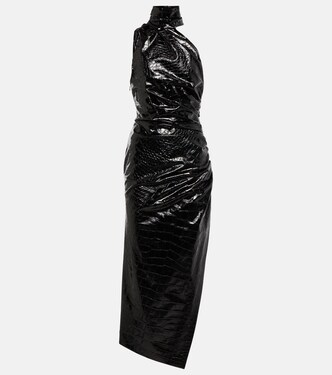 Asymmetric croc-effect midi dress | Alaïa