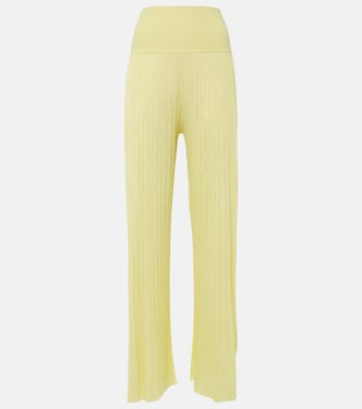 Pleated high-rise jersey straight pants | Alaïa