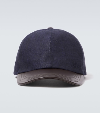 Leather-trimmed linen baseball cap | Berluti