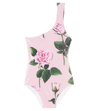 Floral one-shoulder swimsuit | Dolce&Gabbana Kids