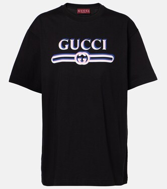 T-shirt in jersey di cotone con stampa | Gucci