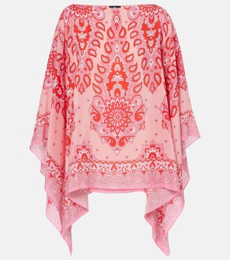 Printed silk poncho | Etro