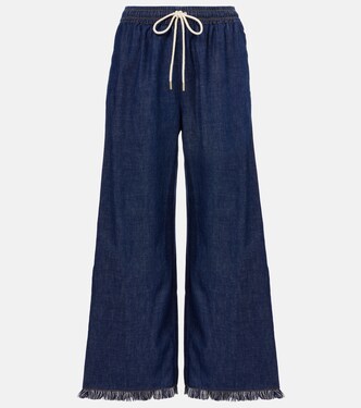 Rhiannon fringed denim wide-leg jeans | Zimmermann