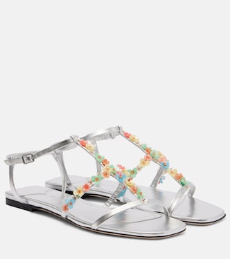 Gwyn Daisy floral-appliqué leather sandals | Jimmy Choo