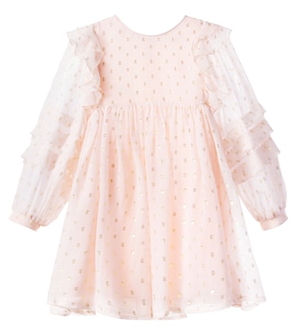 Polka-dot ruffled silk-blend dress | Chloé Kids