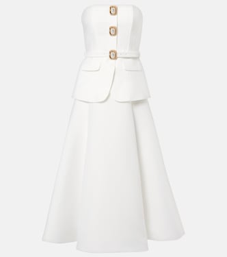 Bridal strapless taffeta midi dress | Self-Portrait