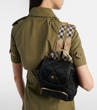 burberry leather backpacks The 1983 Check Link Backpack, Grey premium polyamide and polyester with luxurious leather accents Burberry | Black Horseshoe Mini
