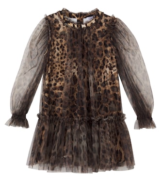 Leopard-print ruffled tulle dress | Dolce&Gabbana Kids