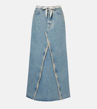 Jupe longue en denim effilochée | Maison Margiela