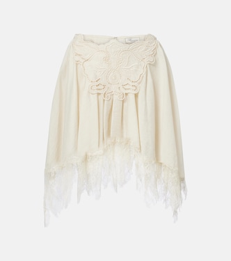 Embroidered lace-trimmed miniskirt | Blumarine