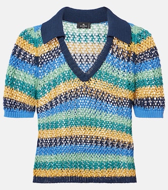 Knitted striped cotton-blend crop top | Etro