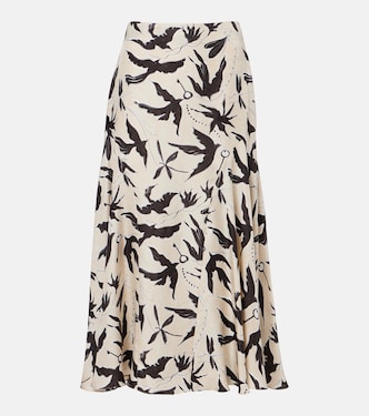 Falda midi Elton de seda estampada | Altuzarra
