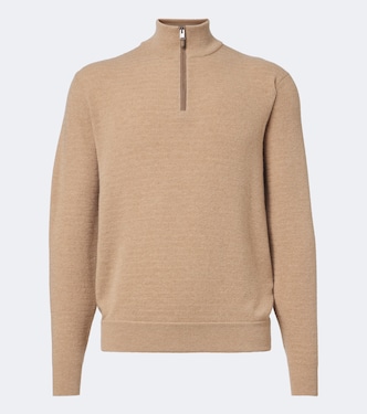 Knitted wool and cashmere zip-up sweater | Canali