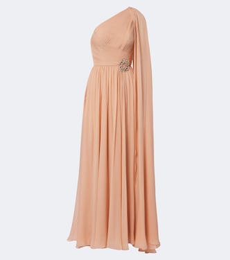 Embellished plissé one-shoulder silk gown | Elie Saab