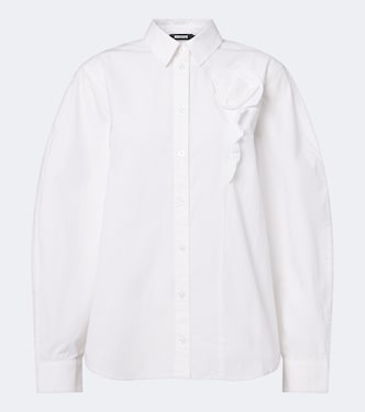 Floral-appliqué cotton poplin shirt | Rotate