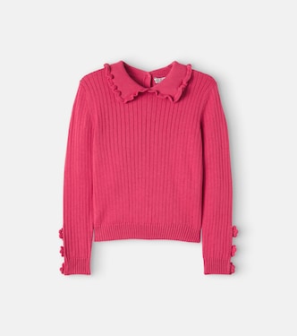 Floral-appliqué ribbed-knit cotton sweater | Emile et Ida