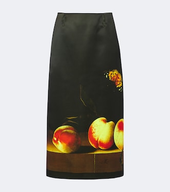 Falda midi de satén estampada | Dries Van Noten