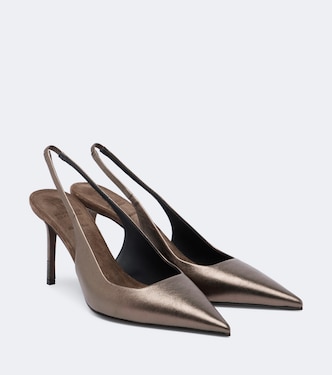 Monili metallic leather slingback pumps | Brunello Cucinelli