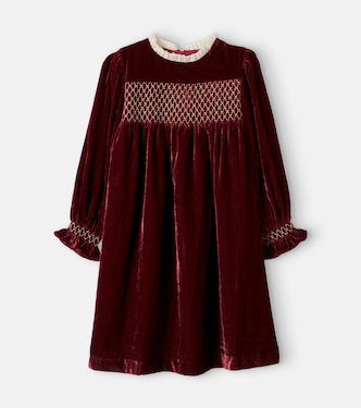 Silvia smocked velvet dress | C'era Una Volta