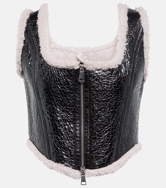 Bustier-Top aus Leder und Shearling | Jean Paul Gaultier