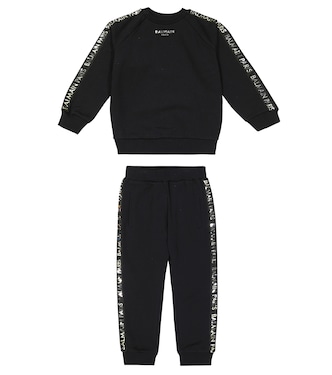 Cotton fleece sweatshirt and sweatpants set | Balmain Kids