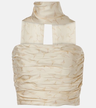 Printed scarf-detail bandeau top | Rotate