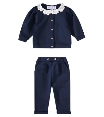 Baby lace-trimmed cardigan and pants set | Tartine et Chocolat