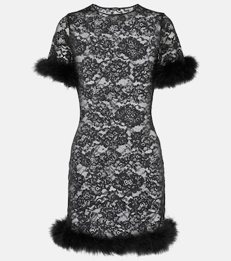 O-Lover feather-trimmed minidress | Oséree