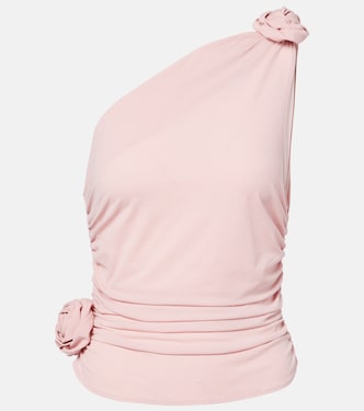 Floral-appliqué one-shoulder silk-blend top | Magda Butrym