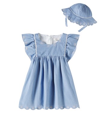 Baby  chabray dress and hat set | Chloé Kids