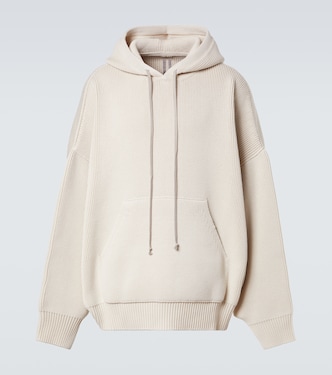 Hun ribbed-knit virgin wool hoodie | Rick Owens