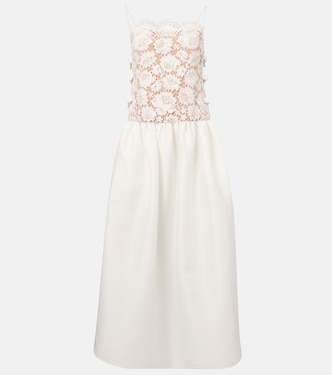 Bow-detail lace and satin maxi dress | Self-Portrait