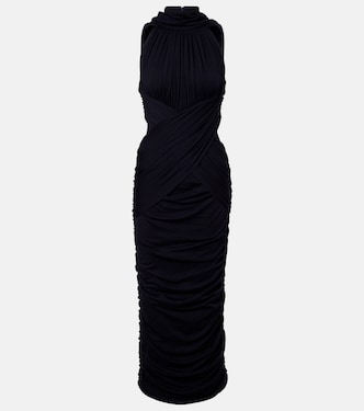 Ruched wool jersey midi dress | Balmain