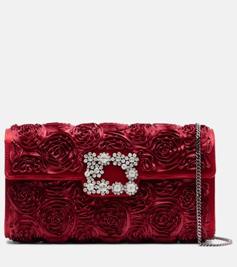 Clutch Rose Vivier de satén adornado | Roger Vivier