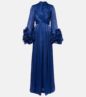 Draped ruffled gown | Costarellos