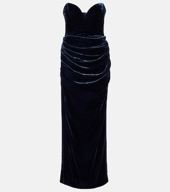 Vilma draped strapless velvet gown | Rotate