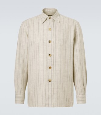 Striped linen and wool shirt | Rubinacci