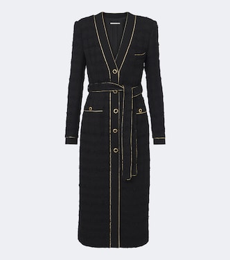 Belted cotton-blend bouclé tweed coat | Alessandra Rich