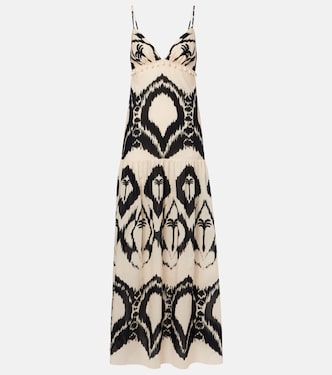 Abito lungo in popeline di cotone con stampa | Johanna Ortiz