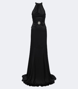 Embellished halterneck satin gown | David Koma